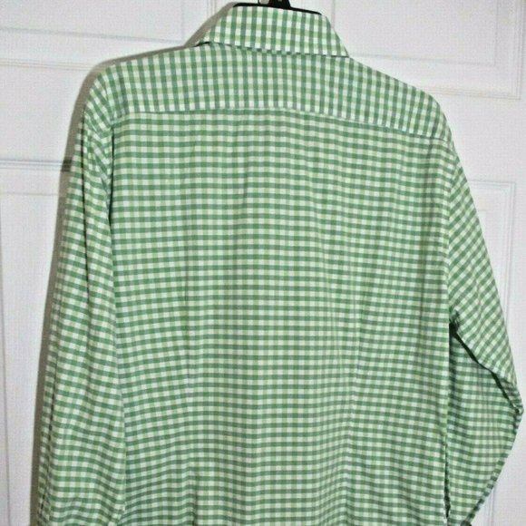 Rufus Button Front Shirt sz M Green Gingham Contrast Cuffs 100% Cotton USA - Picture 8 of 14